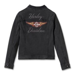 Harley - Davidson Women's Silver Wing Stretch Denim Jacket Size M